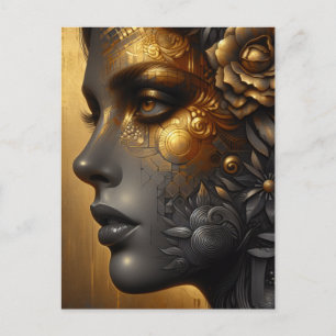 Schöne Frau in Gold   Blanko Postkarte