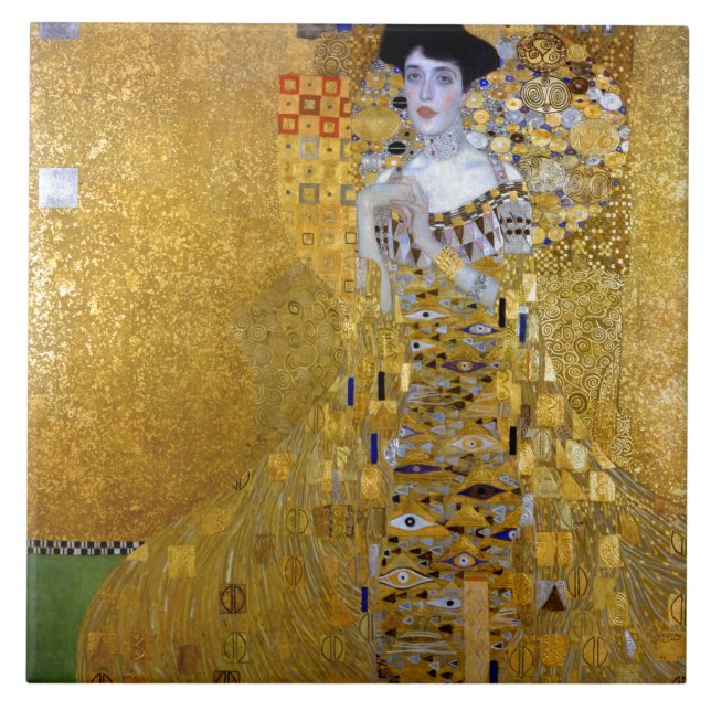 Schöne Frau in Gold Gustav Klimt Fliese (Vorderseite)