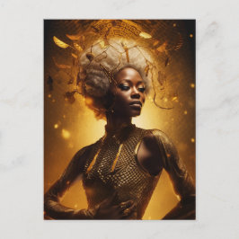 Schöne Frau in Gold Postkarte