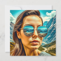 Schöne Frau in Sonnenbrille Reflectoine