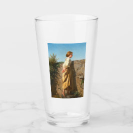 Schöne Frau mit Blick auf die Mauer (Vintag) Glas