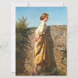 Schöne Frau mit Blick auf die Mauer (Vintag) Karte