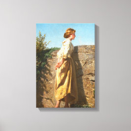 Schöne Frau mit Blick auf die Mauer (Vintag) Leinwanddruck