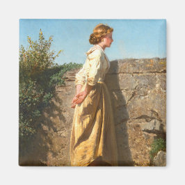 Schöne Frau mit Blick auf die Mauer (Vintag) Magnet