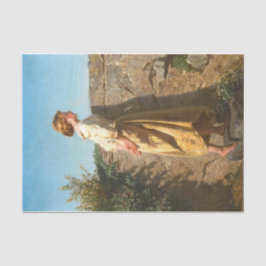 Schöne Frau mit Blick auf die Mauer (Vintag) Seidenpapier