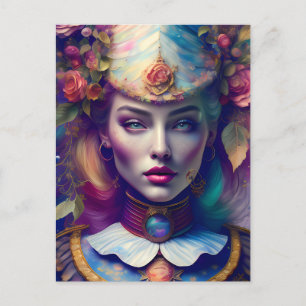 Schöne Frau mit Blumenhain Postkarte