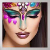 Schöne Frau mit juwelengeschmücktem Gesicht Makeup