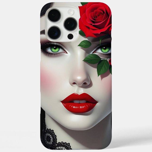 Schöne Frau mit roter Rose Case-Mate iPhone Hülle (Rückseite)