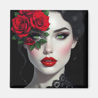 Schöne Frau mit roter Rose