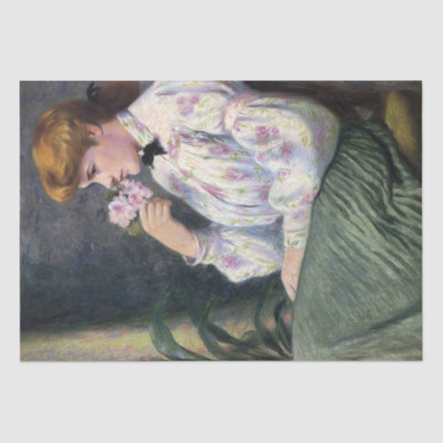 Schöne Frau riecht nach Blume (Reverie) Seidenpapier (Vorderseite)