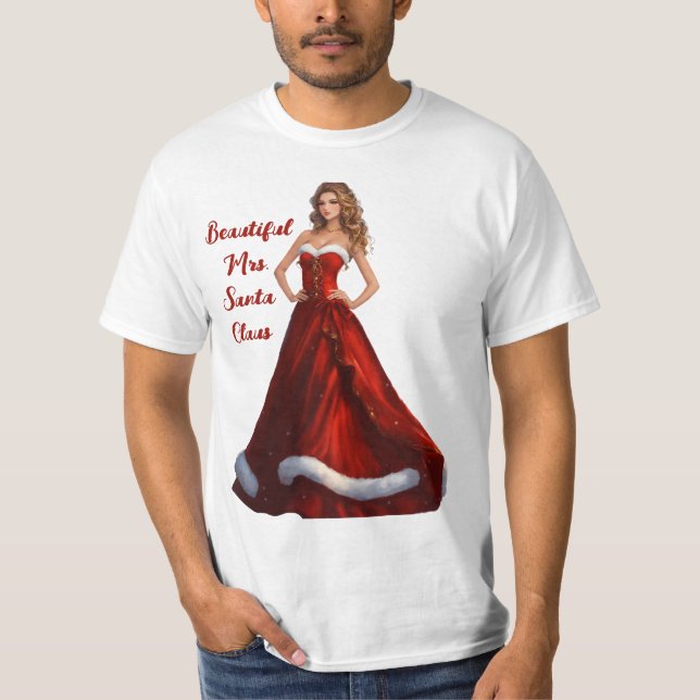 Schöne Frau Santa Claus T-Shirt (Vorderseite)