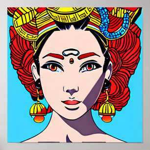 Schöne Frau Stilvoll Haute Couture Anime Style Poster