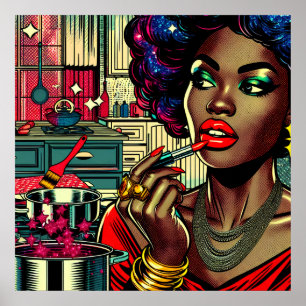 Schöne Frau trägt Lippenstift auf Poster