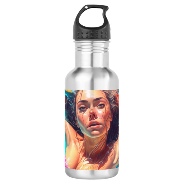 Schöne Frau unter Wasser Kunst Edelstahlflasche (Vorderseite)