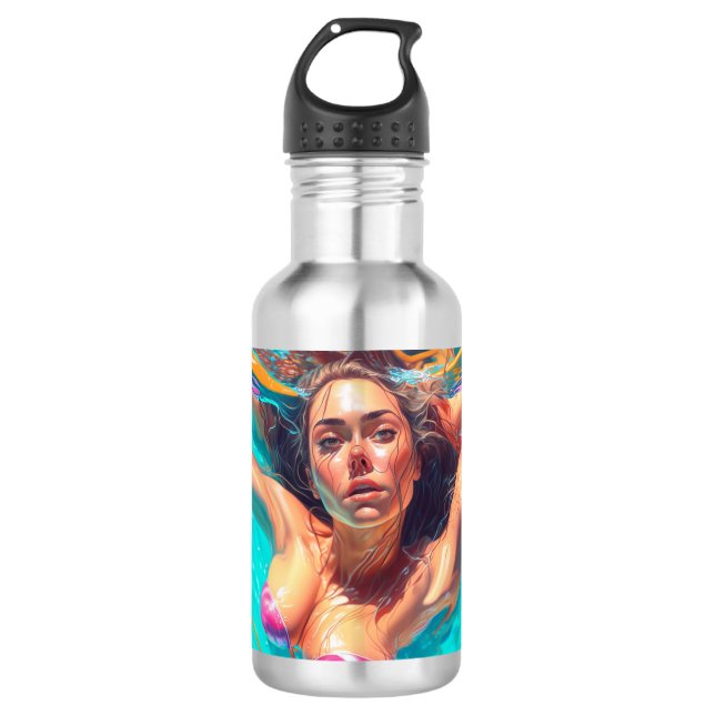 Schöne Frau unter Wasser Kunst Edelstahlflasche (Vorderseite)