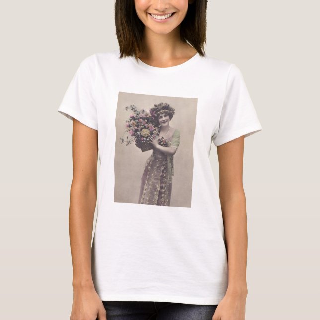 Schöne Frau Vintag Retro Foto T - Shirt (Vorderseite)