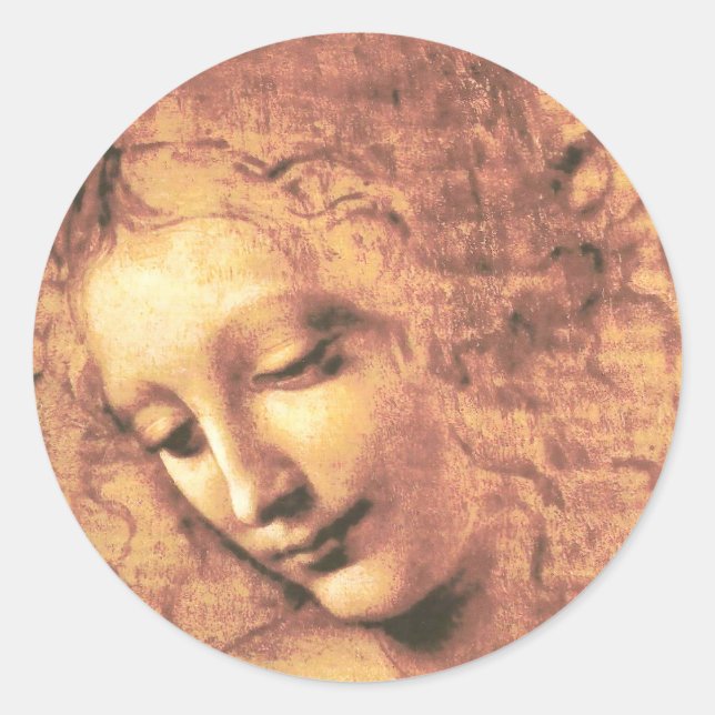 Schöne Frau von Leonardo da Vinci Runder Aufkleber (Vorderseite)