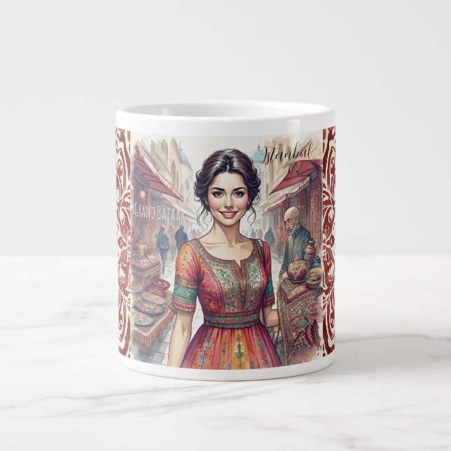 Schöne Frauen in Grand Bazaar Türkei, Türkei Jumbo-Tasse (Vorderseite)