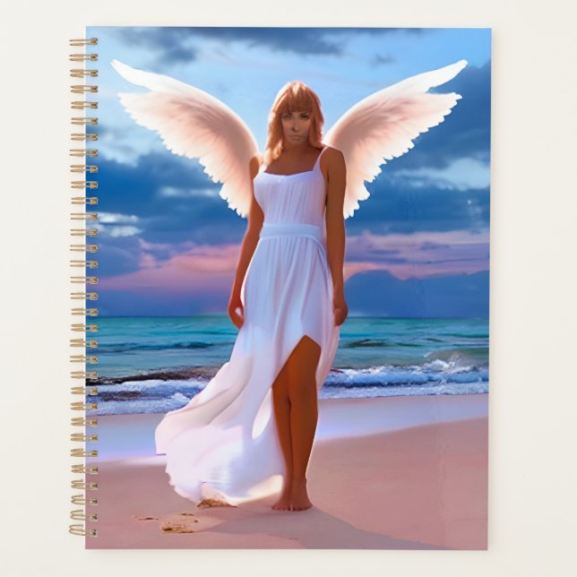 Schöne Frauen mit Angel Wings am Strand Planer (Vorderseite)