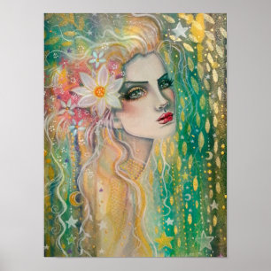 Schöne Frauenporträt-Fantasy-Kunst Poster