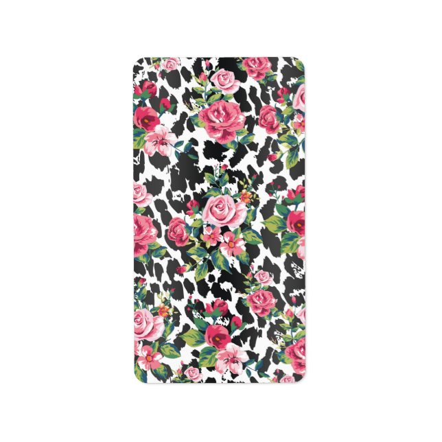 Schöne, freundlich angesagte Vintage Rose und Leop Adressaufkleber (Vorne)