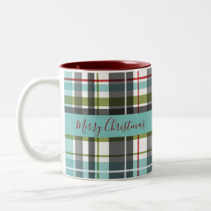 Schöne frohe Weihnachten Tartan Zweifarbige Tasse