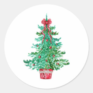 Schöne fröhliche Weihnachtsbaum Ornaments Bow Runder Aufkleber