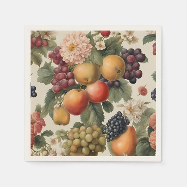 Schöne Früchte und Blume im französischen Stil Serviette (Vorderseite)