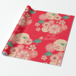 Schöne Frühlings-Pfirsichgarten Dekorative Geburts Geschenkpapier
