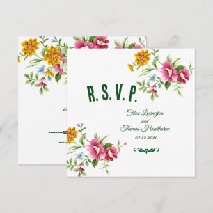 Schöne Frühlingsblumen Hochzeitkarte RSVP Einladung