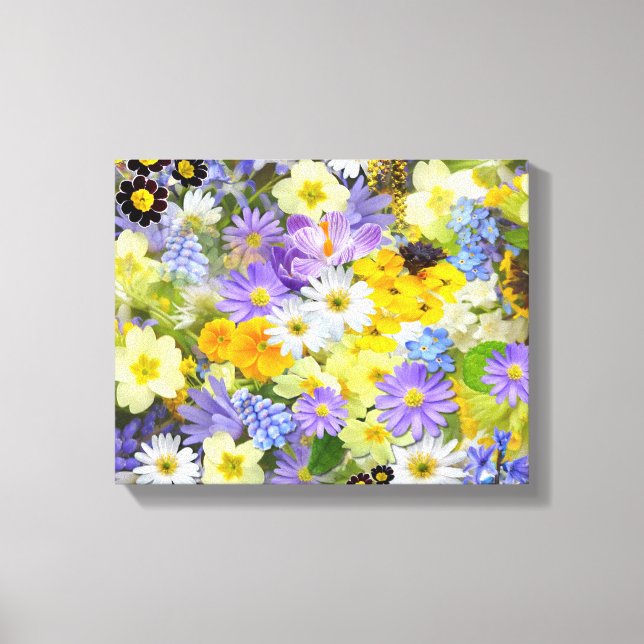 Schöne Frühlingsblumen ummantelte Canvas Leinwanddruck (Vorderseite)