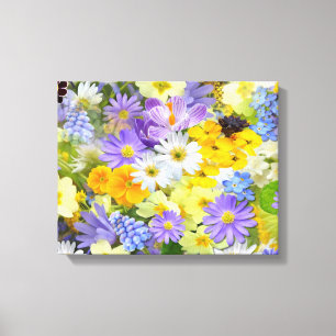 Schöne Frühlingsblumen ummantelte Canvas Leinwanddruck