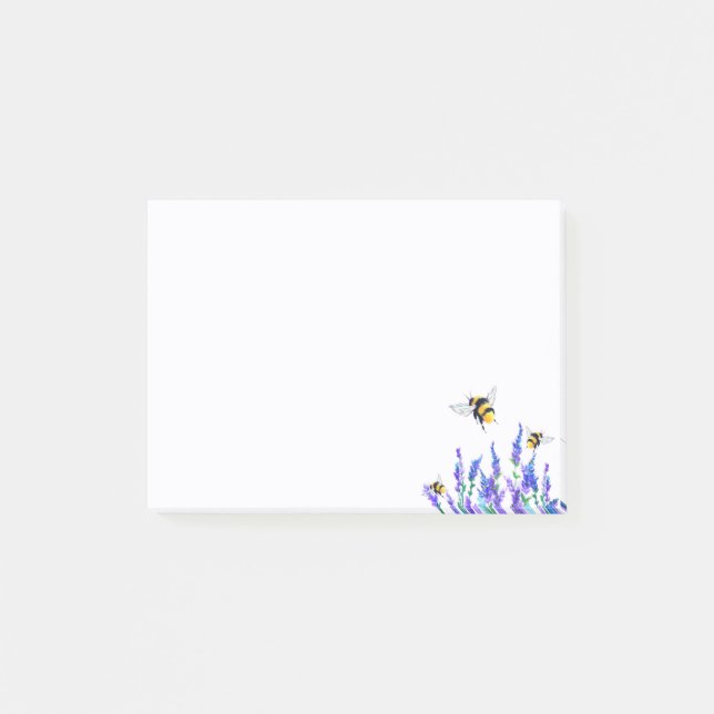 Schöne Frühlingsblumen und Bienen fliegen - Post-it Klebezettel (Vorderseite)