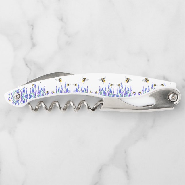 Schöne Frühlingsblumen und Bienen fliegen - Zeichn Kellnermesser (Rückseite)