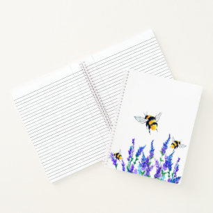 Schöne Frühlingsblumen und Bienen fliegen - Zeichn Notizbuch
