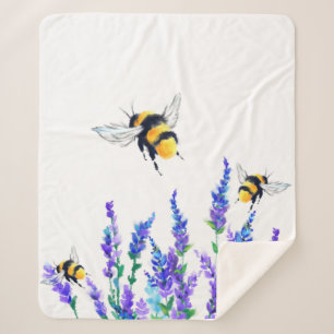 Schöne Frühlingsblumen und Bienen fliegen - Zeichn Sherpadecke