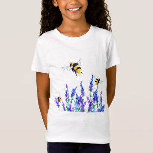 Schöne Frühlingsblumen und Bienen fliegen - Zeichn T-Shirt