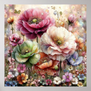 Schöne Frühlingsblumen Wandkunst 3a Poster
