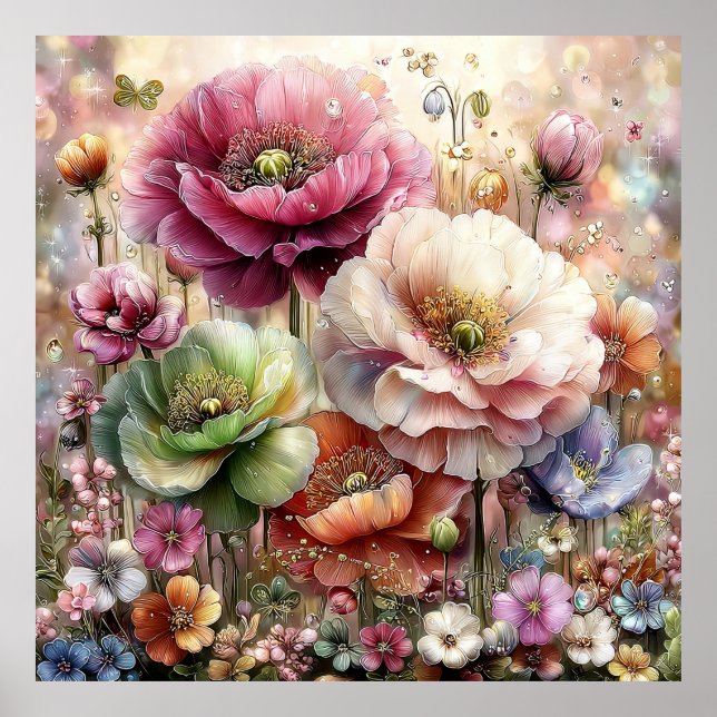 Schöne Frühlingsblumen Wandkunst 3a Poster (Vorne)