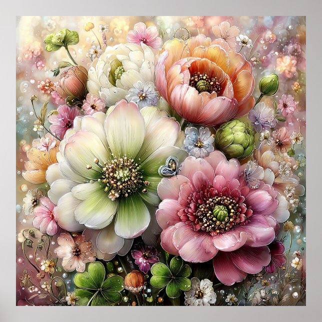Schöne Frühlingsblumen Wandkunst 3b Poster (Vorne)