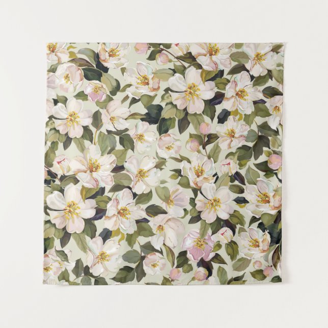 Schöne Frühlingsblüte mit blühenden Zweigen Wandteppich (Vorderseite)