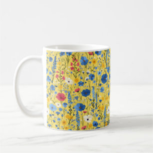 Schöne Frühlingsfarbige Mädchenhafte Wildblumen Kaffeetasse