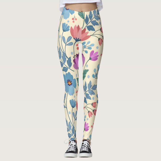 Schöne Frühlingsflorale Leggings (Vorderseite)