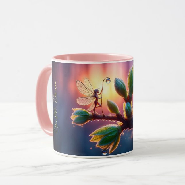 Schöne Frühlingsnatur mit Miniatur-Pixie-Kunst Tasse (Vorderseite Links)