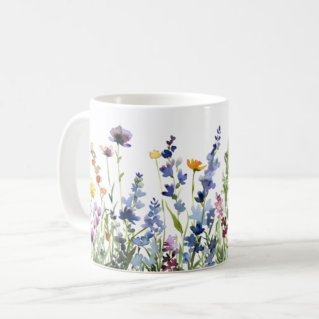 Schöne Frühlingswiese-Blume Wrap Kaffeetasse (Vorderseite Links)