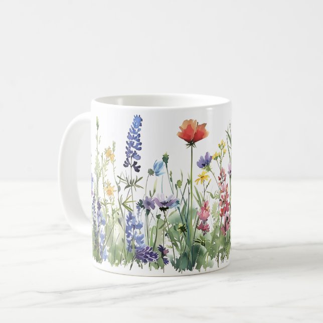 Schöne Frühlingswiese-Blume Wrap Kaffeetasse (Vorderseite Links)