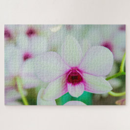 Schöne Fuchsien und weiße Blume Puzzle