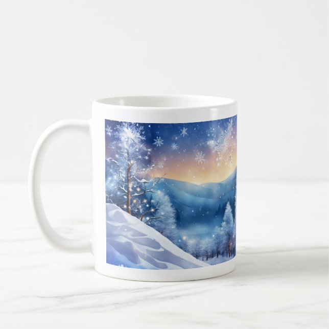 Schöne, funkelnde Winter-Tasse | Landschaftlicher  Kaffeetasse (Links)