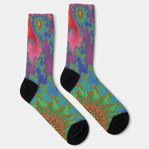 Schöne funky Regenbogenfarbene Fraktalkunst Socken