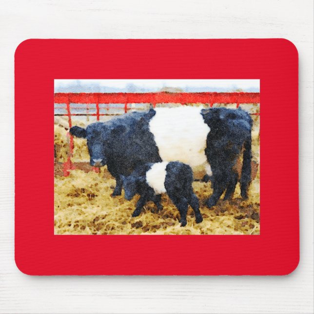 Schöne Galloway Kuh und Kalb Aquarell Mousepad (Vorne)